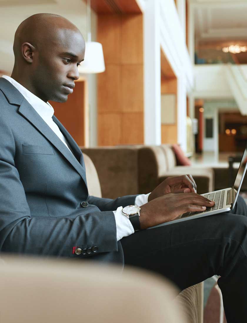 small business owner using treasury navigator while traveling